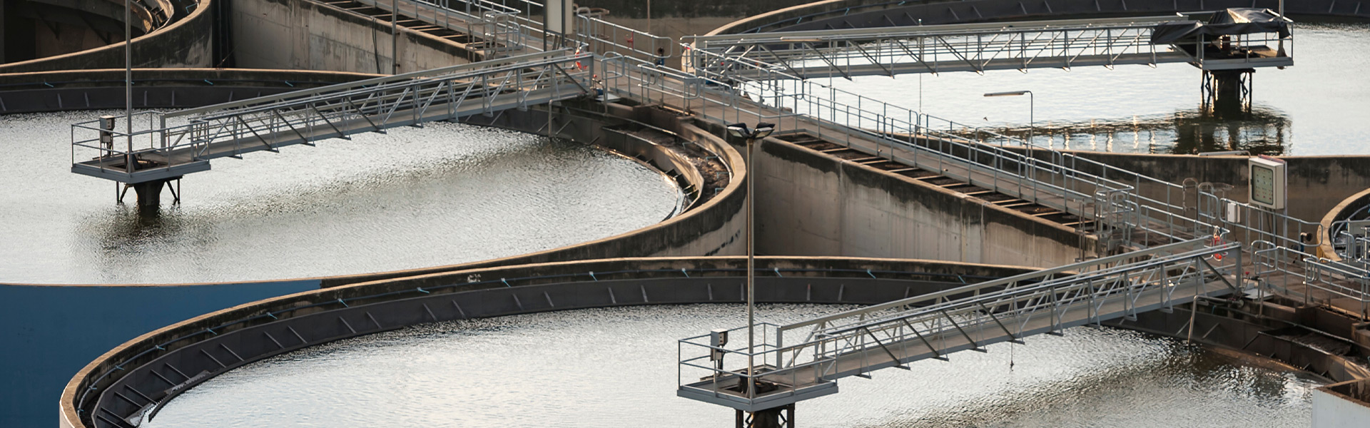 a water treatment plant with a bridge