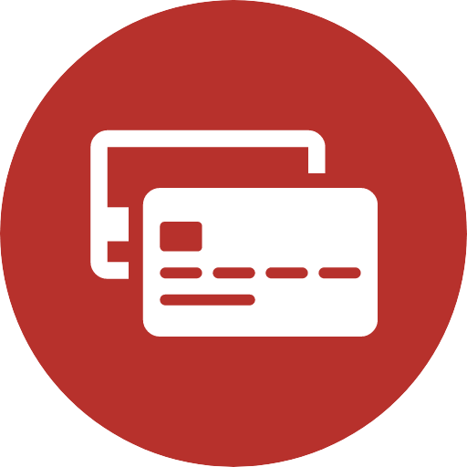 a red circle with white card on it