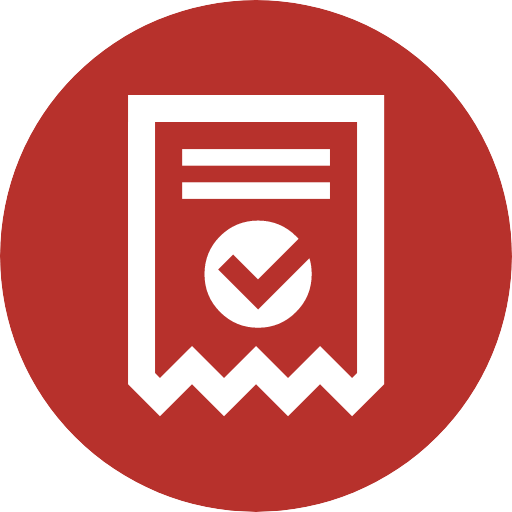 a red circle with a check mark